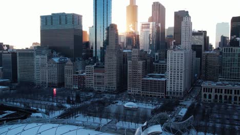 breathtaking-sunset-of-chicago-downtown,-metropolis-city-of-illinois