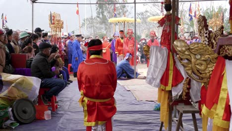 A-People-is-singing-as-a-part-of-the-Long-Tong-festival,-held-in-Bac-Son-town,-Lang-Son-province,-Vietnam