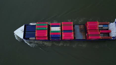 Aerial-Birds-Eye-View-Over-Energy-Cargo-Ship-Carrying-Viasea-Intermodal-Containers-Passing-Along-Oude-Maas