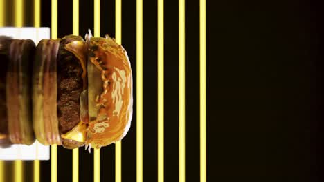 Tasty-burger-animation-for-fast-food-mobile-application,-vertical-3d-render
