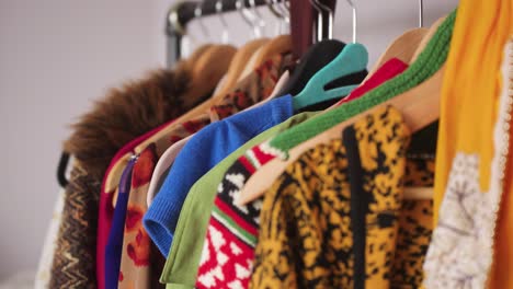 Colorful-clothes-hanging-on-a-clothes-rack