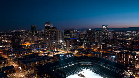 Scenic drone video of Denver's Coors Field 