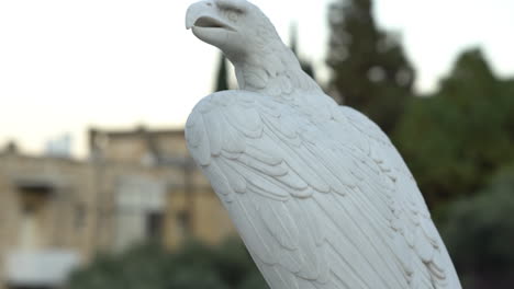 Haifa-Israel-Jan-26-2023:-A-statue-of-an-eagle-at-the-Bahai-Gardens-located-on-Mount-Carmel-in-the-city-of-Haifa,-in-northern-Israel