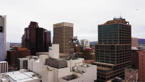 Drone-shot-of-a-radio-broadcast-tower-in-downtown-Phoenix