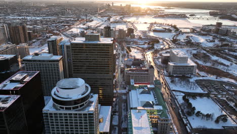Aerial-establishing-shot-of-Ottawa-downtown-business-skyscrapers