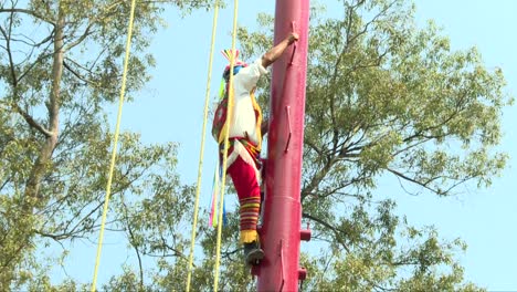 Papanta-flyer-climbing-to-the-top-of-the-pole-before-performing-the-traditional-dance