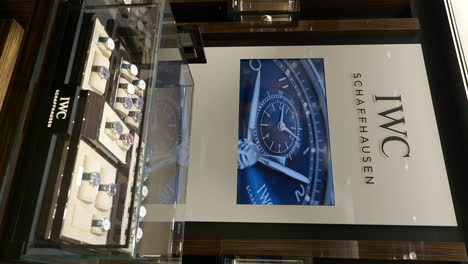 VERTICAL-Luxurious-IWC-Schaffhausen-boutique-counter-with-video-showcase-marketing-stylish-watch-brand