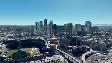Scenic drone video of Denver's Coors Field 