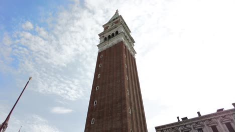 St-Mark's-Campanile-On-Bright-Sky-With-White-Clouds-In-Venice,-Italy