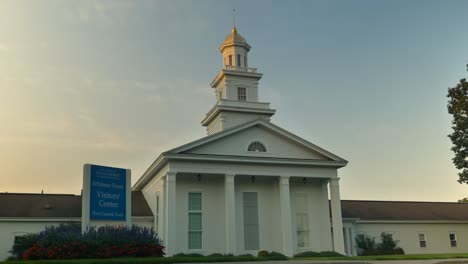 LDS-Chapel-and-visitors-centerl-at-the-Historic-site-at-the-Peter-Whitmer-Farm-location-in-New-York-in-Seneca-County-near-Waterloo-Mormon-or-The-Church-of-Jesus-Christ-of-Latter-day-Saints