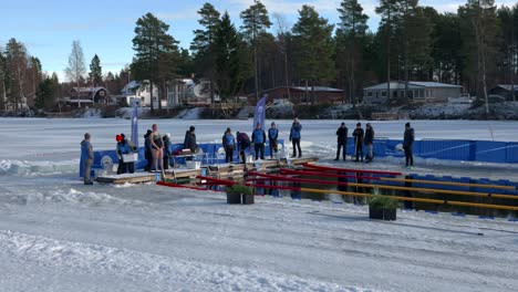 Swimmers-Getting-Ready-for-Winter-Swimming-Competition,-Vansbro,-Sweden