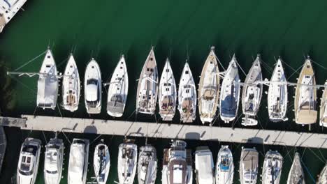 An-aerial-view-over-yacht-marina-in-Skradin,-Croatia
