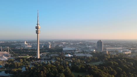 Drone-aerial-view-of-BMW-Tower-in-Munich