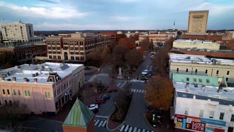 aerial-slow-pullout-spartanburg-sc,-south-carolina,-small-town-usa,-middle-america