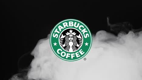 Illustrativer-Leitartikel-über-Das-Starbucks-Symbol,-Das-Erscheint,-Wenn-Rauch-überfliegt