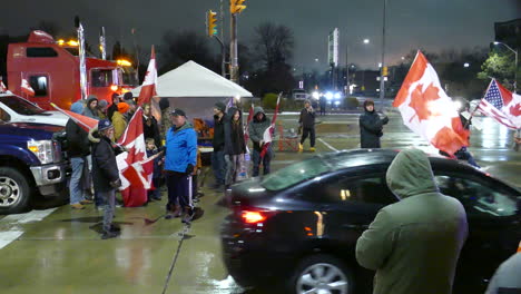 Canadian-People-in-Protest-Against-Mandatory-Covid-Vaccines,-Freedom-Convoy