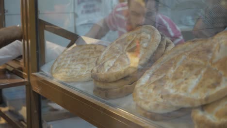 Freshly-baked-Turkish-bread-on-display-in-window