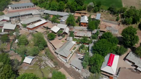 Aerial-Over-Rooftops-At-Village-In-Kalash-Valley-In-Pakistan