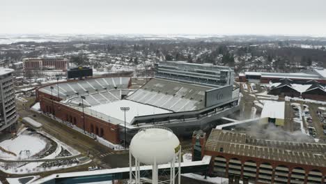Aerial-View-of-Kinnick-Stadium,-Home-to-the-University-of-Iowa-Hawkeyes