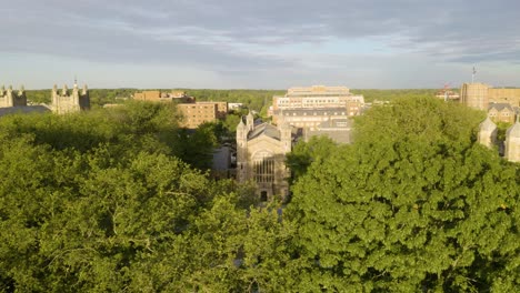 Cinematic-Establishing-Shot---University-of-Michigan-Law-School,-Historic-Academic-Buildings