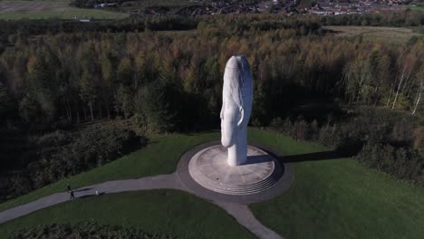 The-Dream-sculpture-Bold-forest-landmark-face-obelisk-statue-aerial-view-St-Helens-orbit-left