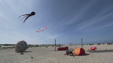 Octopus-and-bunny-kites-flying-at-the-beach-on-Norderney