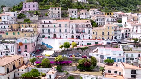 Aerial-dolly-out-reveal-of-an-Italian-village-in-Amalfi-coast