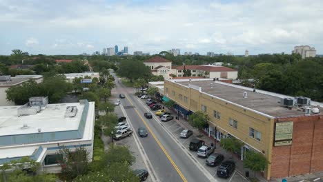 Park-Street-Jacksonville,-Florida,-Innenstadt-Im-Hintergrund---Luftaufnahme
