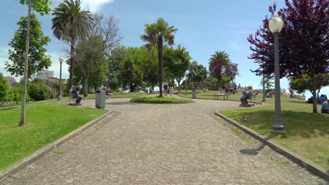 Grün-Und-Palmen-Wachsen-Im-Jardim-Do-Morro-In-Portugal