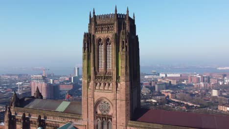 Liverpool-Anglican-cathedral-historical-majestic-gothic-landmark-aerial-building-city-skyline-orbit-right