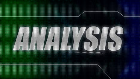 2D-animated-motion-graphics-design-of-a-flashing-lightboard-style-sports-title-card,-in-classic-blue-and-green-color-scheme,-with-animated-chevrons-and-the-bold-Analysis-caption