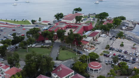 AERIAL---Fort-Christian-in-Charlotte-Amalie,-St