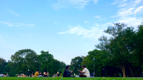 Menschenmassen-Genießen-Einen-Picknicktag-Im-Botanischen-Garten-In-Singapur
