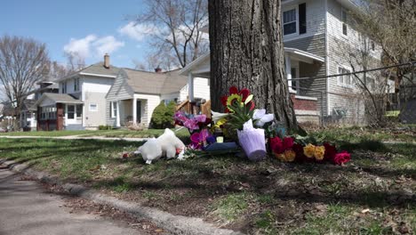 A-memorial-dedicated-to-Patrick-Lyoya,-a-26-year-old-man-from-the-Democratic-Republic-of-the-Congo,-where-he-was-shot-and-killed-by-a-Grand-Rapids,-Michigan-police-officer-on-April-4,-2022