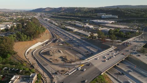 The-five-freeway-in-Southern-California,-slowed-to-half-speed
