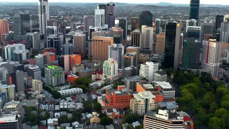 Aerial-View-Of-Roma-Street-And-Brisbane-CBD-In-Queensland,-Australia---drone-shot