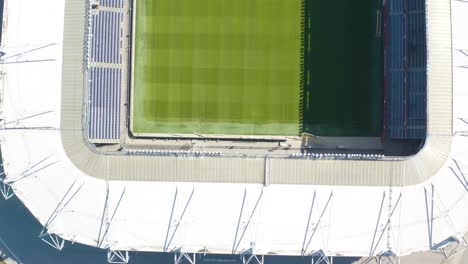 Top-Down-Aerial-View-of-Brondby-Stadium-in-Denmark