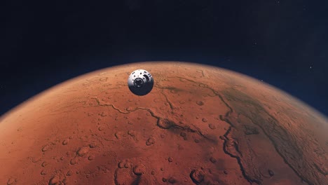 Spaceship-Descending-From-Orbit-of-Mars-and-Approaching-the-Planet's-Surface