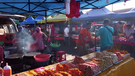 View-of-Busy-Malaysia-Street-Food-Market-during-golden-hour