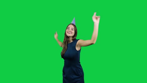 Happy-birthday-girl-dancing-in-front-of-the-green-screen