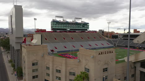 Aerial-View-Of-Stadium-At-The-University-Of-Arizona-In-Tucson,-AZ---Aerial-Panning-Shot