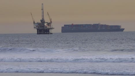 Offshore-oil-drilling-and-cargo-ship-in-Southern-California