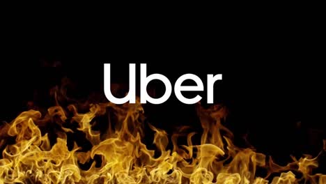 Uber-Technologies-Inc.-Logo-In-Flammen.-Illustrativer-Leitartikel