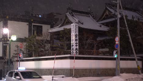 Japanese-Shrine-deep-in-snow-in-Sapporo,-Hokkaido-during-winter