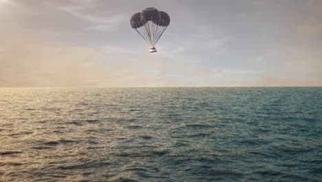 Space-Capsule-Returning-to-Earth-with-Parachutes-over-the-Ocean