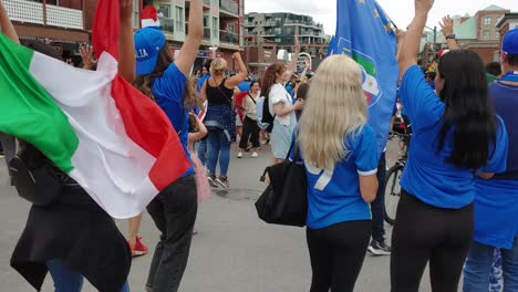 People-in-Canada-have-fun-celebrating-by-dancing-on-the-Italian-team's-victory-at-Euro-Cup-2020,-british-columbia,-Canada,-September,-5,-2021