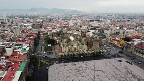 Luftaufnahme-Der-Drohne-Des-Zocalo-Von-Mexiko-Stadt