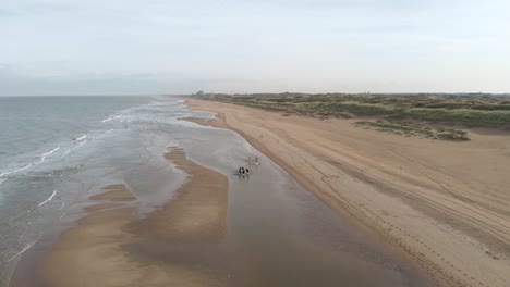 Horseback-Riding-At-Beach-Resort-On-The-North-Sea-In-Katwijk,-Zuid-Holland,-Netherlands