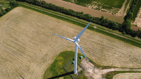Ariel-view-of-wind-turbine-in-English-countryside