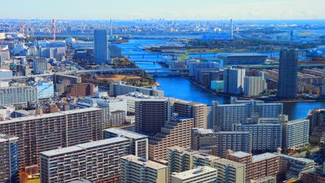 Asien-geschäftskonzept-Für-Immobilien--Und-Unternehmensbau,-Moderne-Stadtskyline-luftaufnahme-Von-Tokio-Unter-Blauem-Himmel-In-Japan